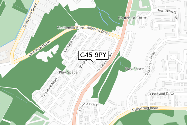 G45 9PY map - large scale - OS Open Zoomstack (Ordnance Survey)