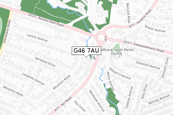 G46 7AU map - large scale - OS Open Zoomstack (Ordnance Survey)