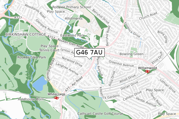 G46 7AU map - small scale - OS Open Zoomstack (Ordnance Survey)