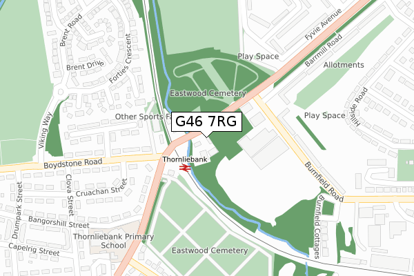 G46 7RG map - large scale - OS Open Zoomstack (Ordnance Survey)