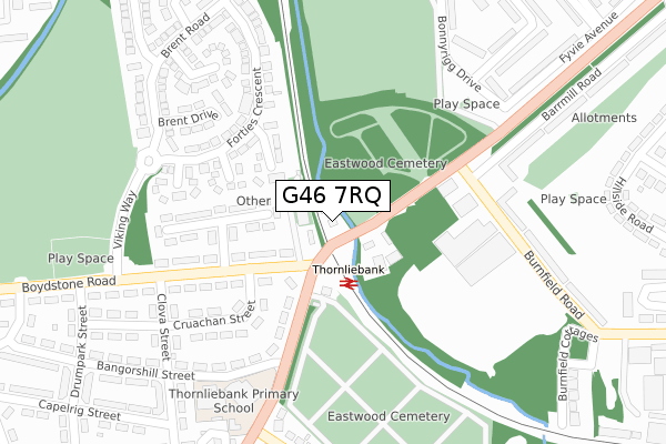 G46 7RQ map - large scale - OS Open Zoomstack (Ordnance Survey)