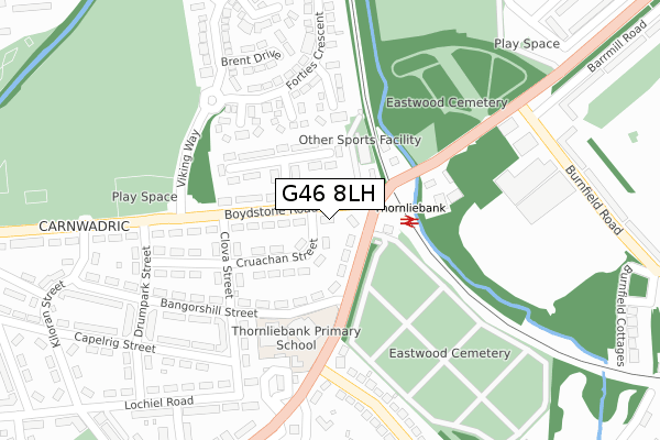 G46 8LH map - large scale - OS Open Zoomstack (Ordnance Survey)