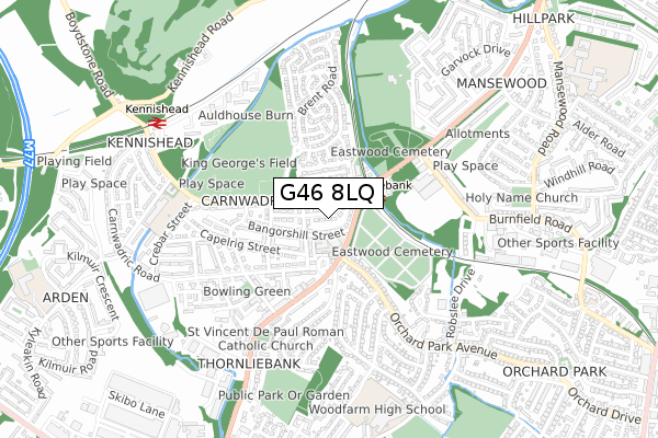 G46 8LQ map - small scale - OS Open Zoomstack (Ordnance Survey)