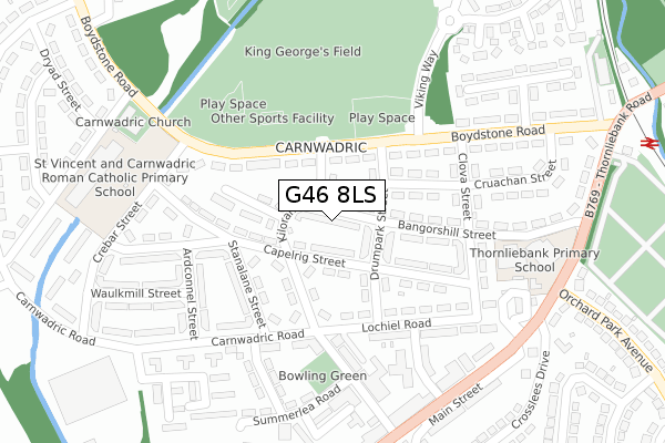 G46 8LS map - large scale - OS Open Zoomstack (Ordnance Survey)