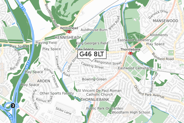 G46 8LT map - small scale - OS Open Zoomstack (Ordnance Survey)