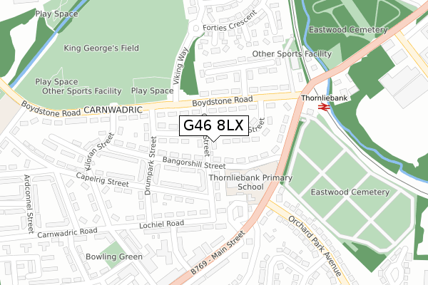 G46 8LX map - large scale - OS Open Zoomstack (Ordnance Survey)