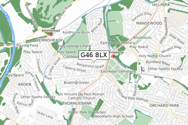 G46 8LX map - small scale - OS Open Zoomstack (Ordnance Survey)