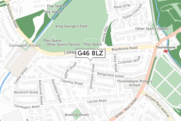 G46 8LZ map - large scale - OS Open Zoomstack (Ordnance Survey)