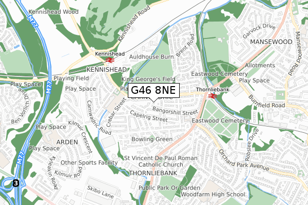 G46 8NE map - small scale - OS Open Zoomstack (Ordnance Survey)