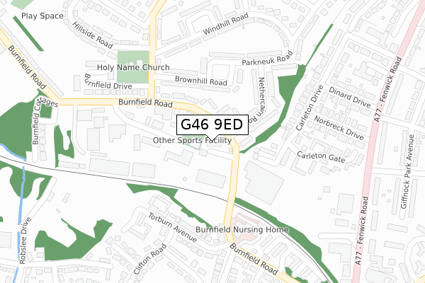 G46 9ED map - large scale - OS Open Zoomstack (Ordnance Survey)