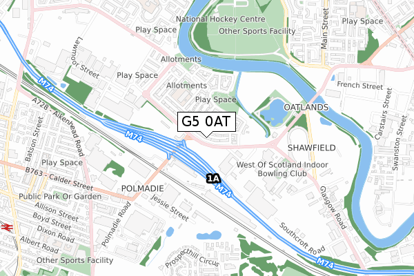 G5 0AT map - small scale - OS Open Zoomstack (Ordnance Survey)