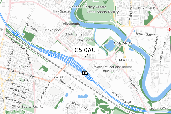 G5 0AU map - small scale - OS Open Zoomstack (Ordnance Survey)