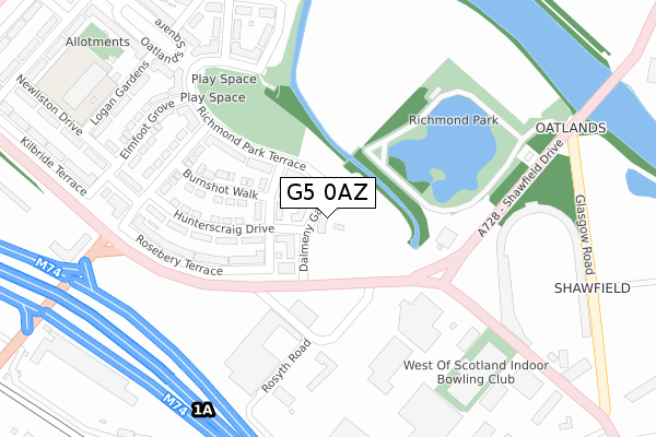 G5 0AZ map - large scale - OS Open Zoomstack (Ordnance Survey)