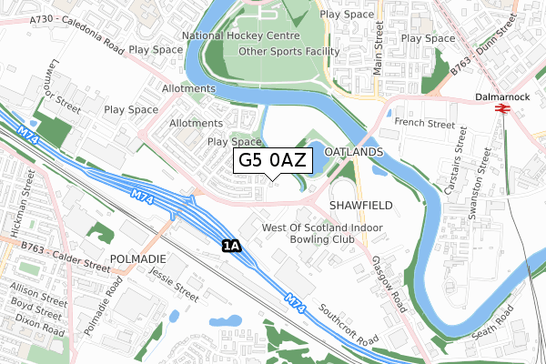 G5 0AZ map - small scale - OS Open Zoomstack (Ordnance Survey)