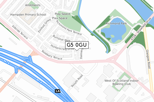 G5 0GU map - large scale - OS Open Zoomstack (Ordnance Survey)