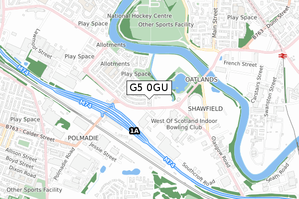 G5 0GU map - small scale - OS Open Zoomstack (Ordnance Survey)