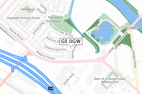 G5 0GW map - large scale - OS Open Zoomstack (Ordnance Survey)