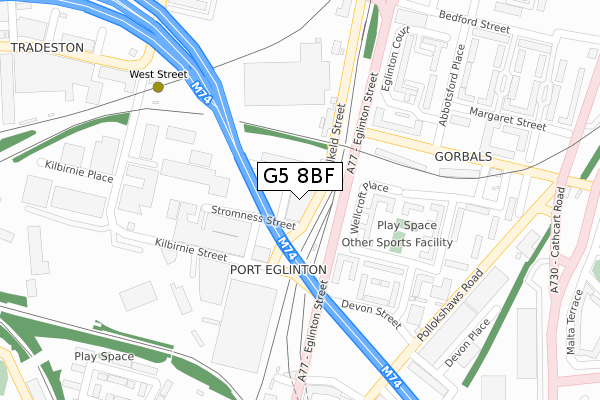 G5 8BF map - large scale - OS Open Zoomstack (Ordnance Survey)