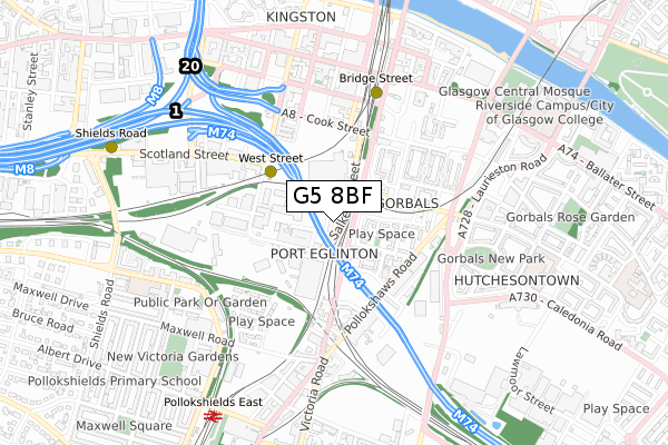 G5 8BF map - small scale - OS Open Zoomstack (Ordnance Survey)