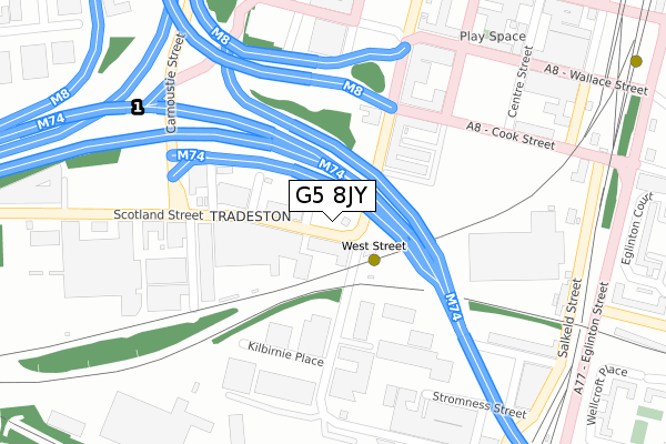 G5 8JY map - large scale - OS Open Zoomstack (Ordnance Survey)