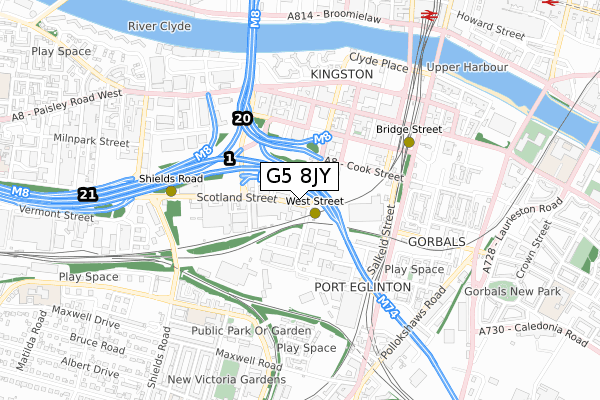 G5 8JY map - small scale - OS Open Zoomstack (Ordnance Survey)