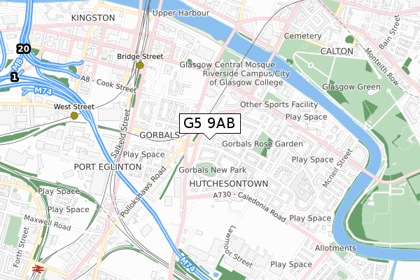 G5 9AB map - small scale - OS Open Zoomstack (Ordnance Survey)