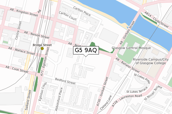 G5 9AQ map - large scale - OS Open Zoomstack (Ordnance Survey)