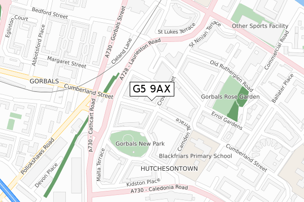 G5 9AX map - large scale - OS Open Zoomstack (Ordnance Survey)