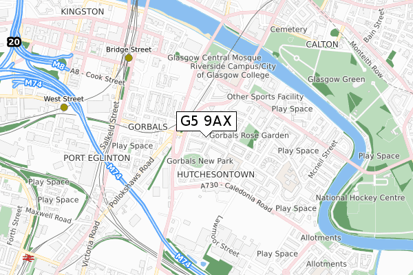 G5 9AX map - small scale - OS Open Zoomstack (Ordnance Survey)