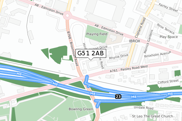 G51 2AB map - large scale - OS Open Zoomstack (Ordnance Survey)