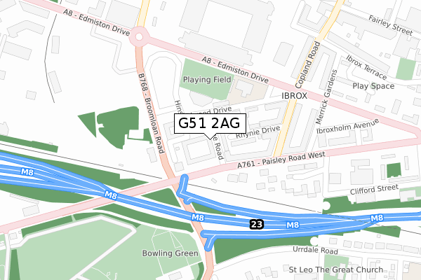 G51 2AG map - large scale - OS Open Zoomstack (Ordnance Survey)