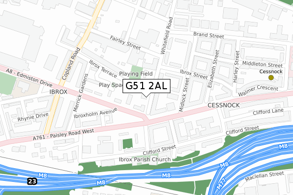 G51 2AL map - large scale - OS Open Zoomstack (Ordnance Survey)