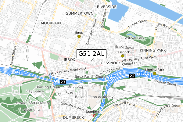 G51 2AL map - small scale - OS Open Zoomstack (Ordnance Survey)