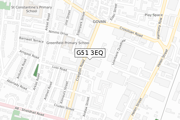 G51 3EQ map - large scale - OS Open Zoomstack (Ordnance Survey)