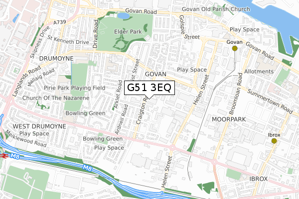 G51 3EQ map - small scale - OS Open Zoomstack (Ordnance Survey)