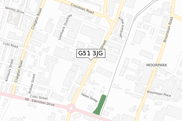 G51 3JG map - large scale - OS Open Zoomstack (Ordnance Survey)