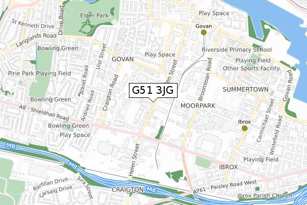 G51 3JG map - small scale - OS Open Zoomstack (Ordnance Survey)