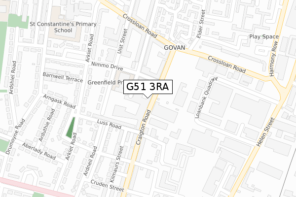 G51 3RA map - large scale - OS Open Zoomstack (Ordnance Survey)