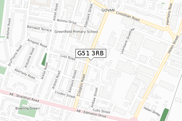 G51 3RB map - large scale - OS Open Zoomstack (Ordnance Survey)