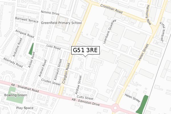 G51 3RE map - large scale - OS Open Zoomstack (Ordnance Survey)