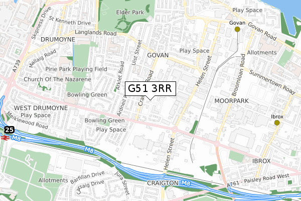 G51 3RR map - small scale - OS Open Zoomstack (Ordnance Survey)