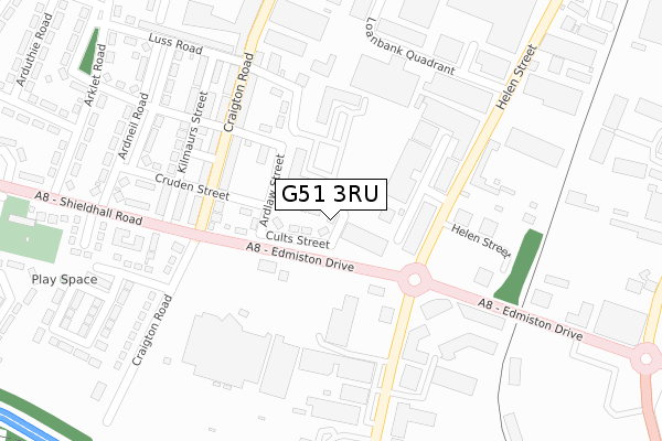 G51 3RU map - large scale - OS Open Zoomstack (Ordnance Survey)