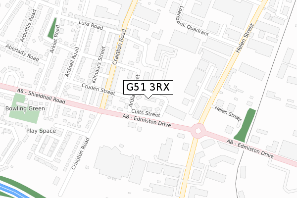 G51 3RX map - large scale - OS Open Zoomstack (Ordnance Survey)