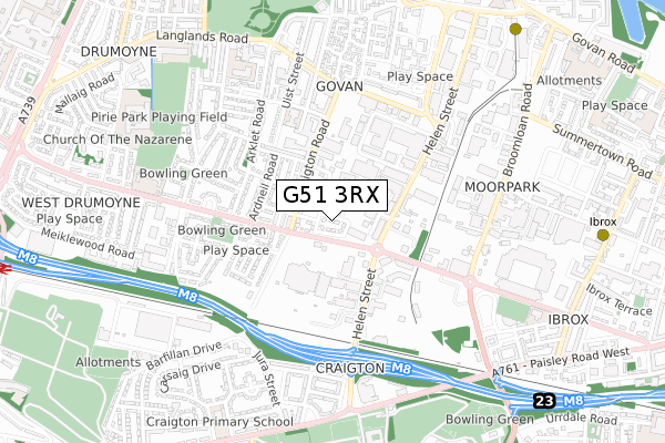 G51 3RX map - small scale - OS Open Zoomstack (Ordnance Survey)