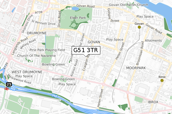 G51 3TR map - small scale - OS Open Zoomstack (Ordnance Survey)