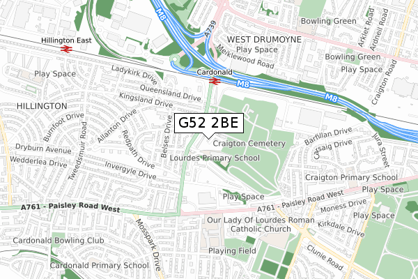 G52 2BE map - small scale - OS Open Zoomstack (Ordnance Survey)