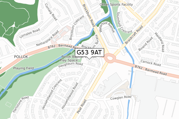 G53 9AT map - large scale - OS Open Zoomstack (Ordnance Survey)