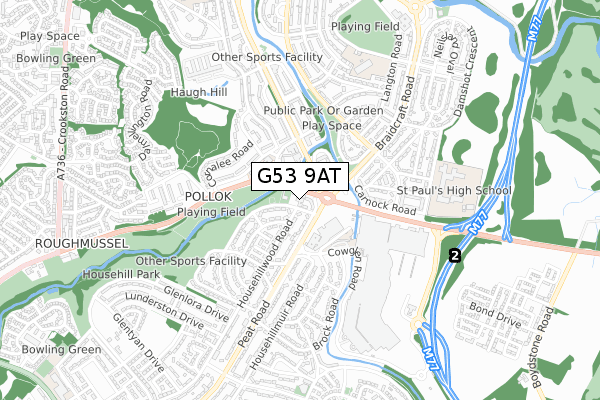 G53 9AT map - small scale - OS Open Zoomstack (Ordnance Survey)