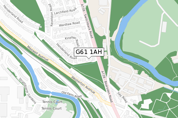 G61 1AH map - large scale - OS Open Zoomstack (Ordnance Survey)