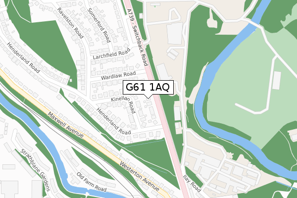 G61 1AQ map - large scale - OS Open Zoomstack (Ordnance Survey)